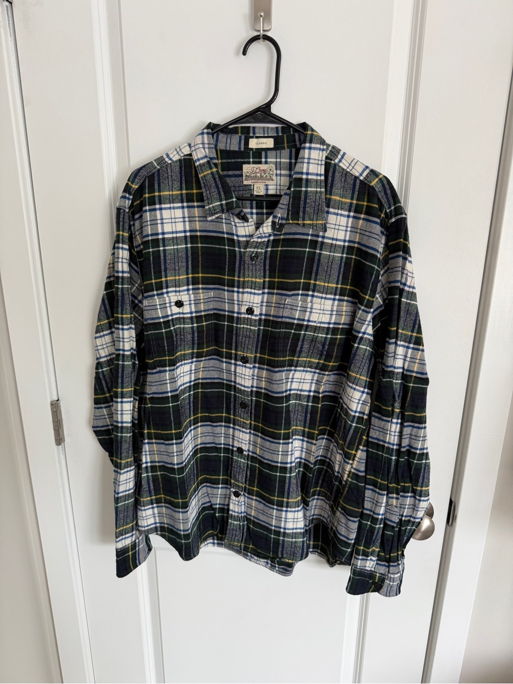 J. Crew Navy, White & Green Plaid Button-Down Shirt